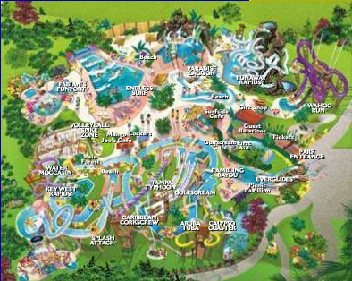 Water Park Attractions Map  Adventure Island Tampa Bay